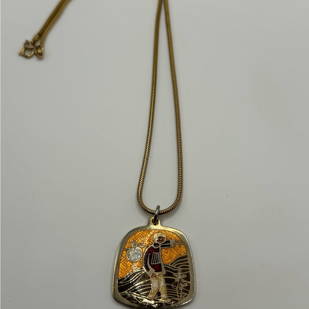 Vintage de Passillé-Sylvestre Enamel Pendant Necklace – Made in Quebec Canada